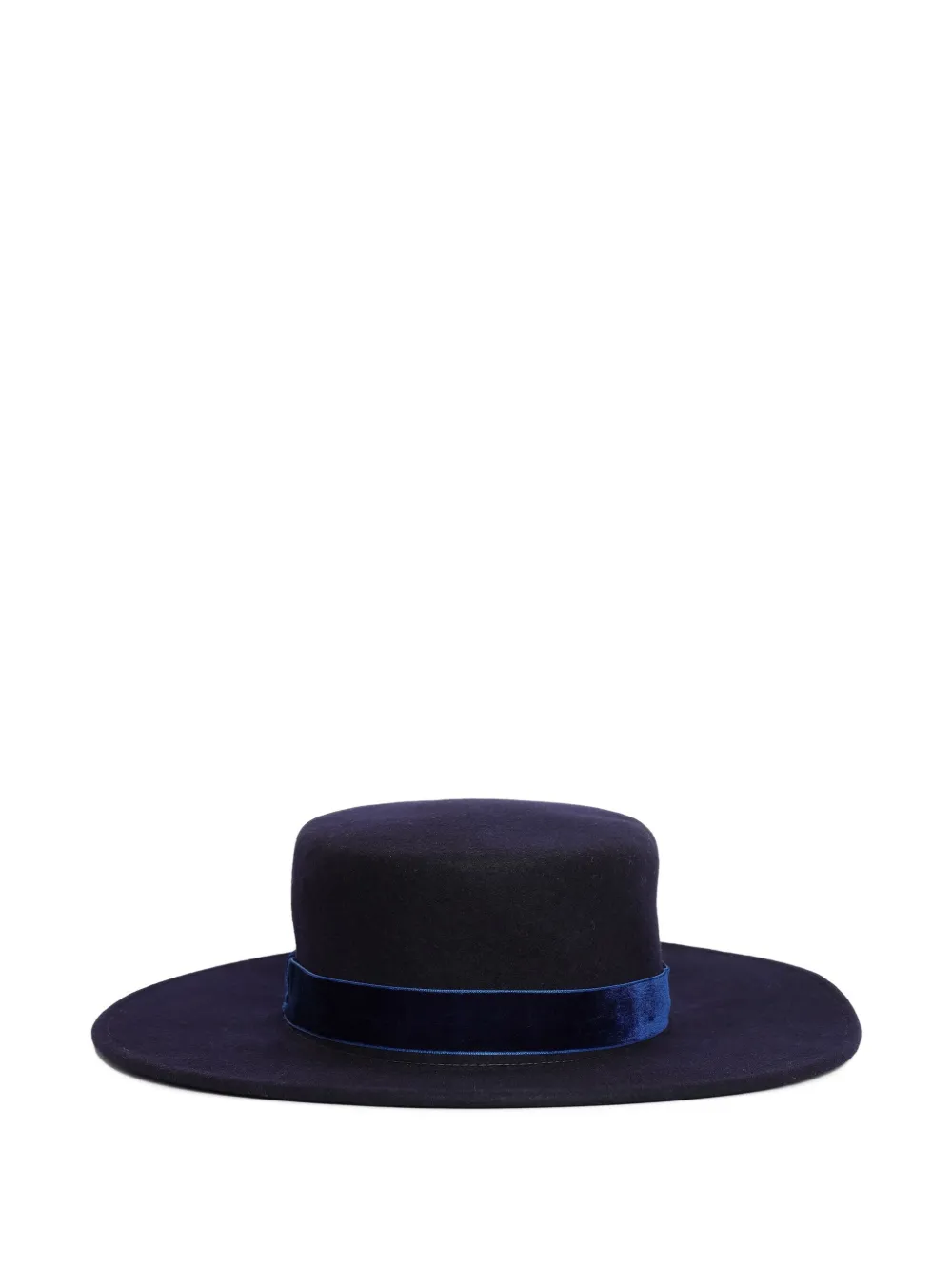 Sarah Chofakian Muro velvet wide-brim hat - Blauw