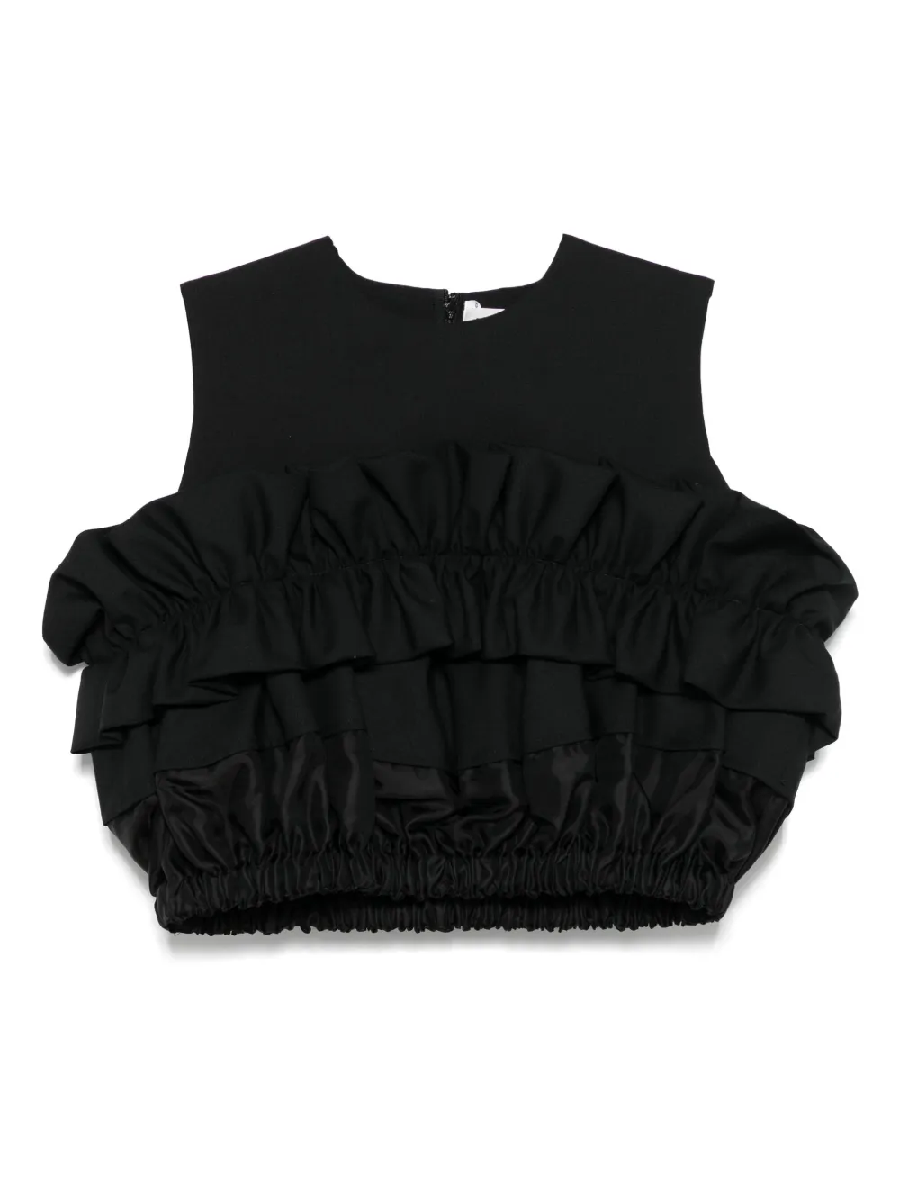 NOIR KEI NINOMIYA RUFFLE-DETAIL CROP TOP 