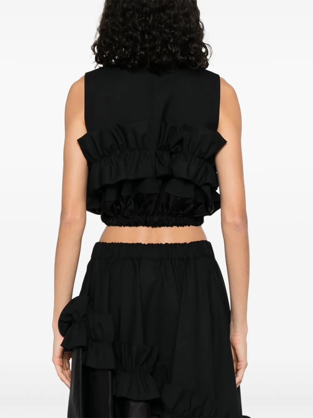 NOIR KEI NINOMIYA RUFFLE-DETAIL CROP TOP 