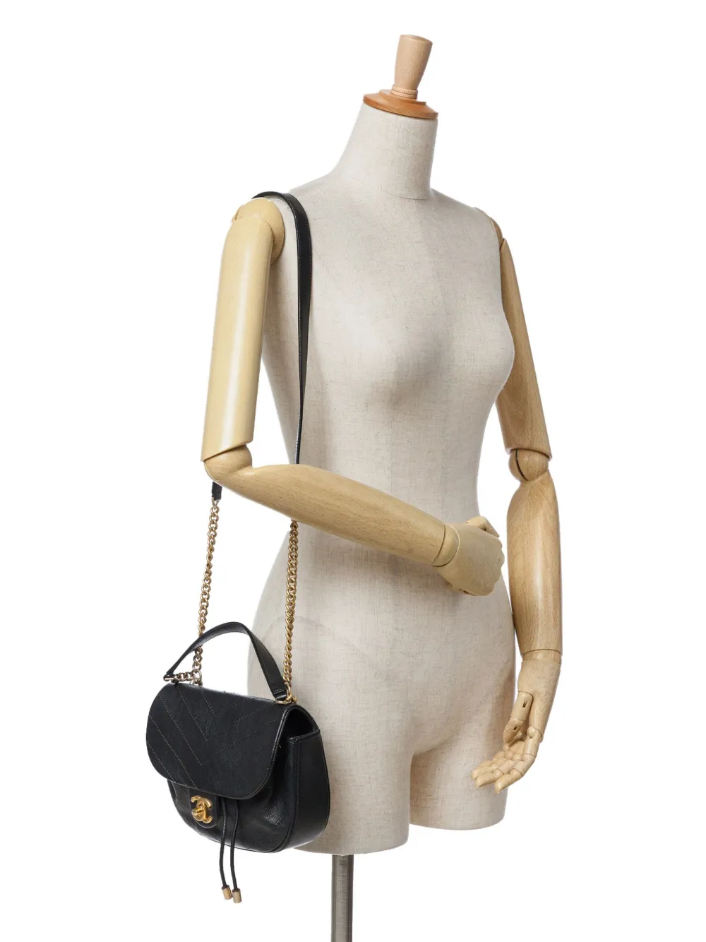 CHANEL Pre-Owned 2017-2018 CC Chevron Calfskin Round Flap satchel | Pre-Owned | Image 2