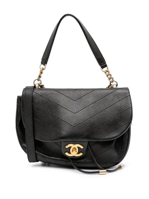 CHANEL Pre-Owned 2017-2018 CC Chevron Calfskin Round Flap satchel