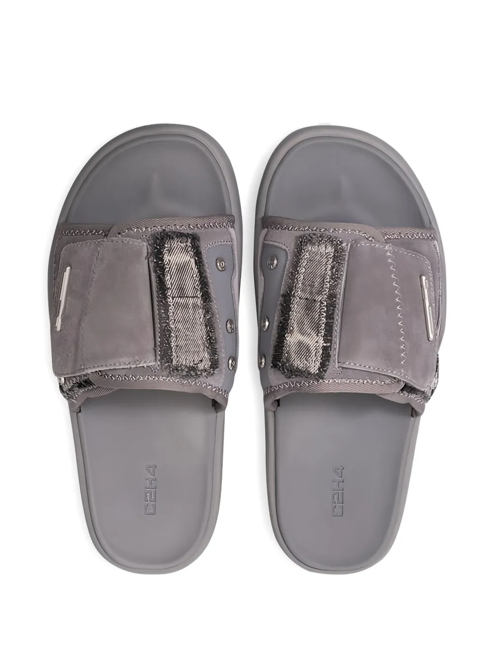 C2h4 Suede-panelled Strap Slippers In Gray