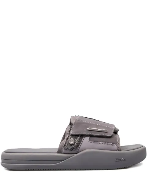 C2h4 suede-panelled strap slippers