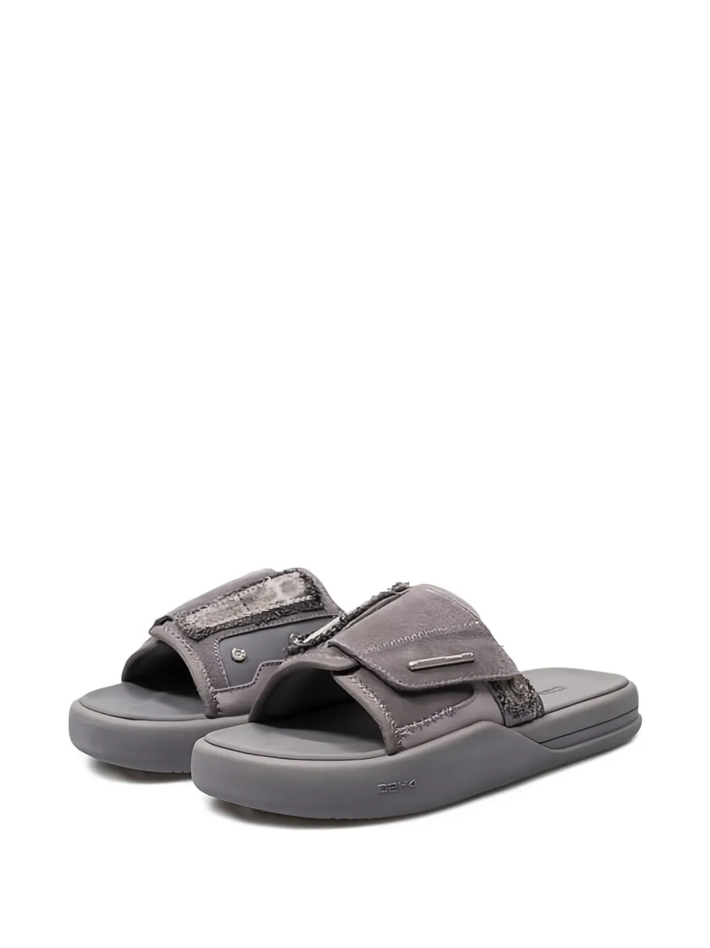 C2h4 suede-panelled strap slippers - Grijs