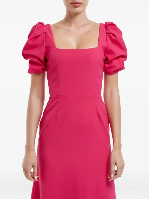 POST MERIDIEM Vestido Midi Godê Com Decote Quadrado Rosa