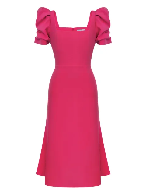 POST MERIDIEM godet-silhouette square-neck midi dress