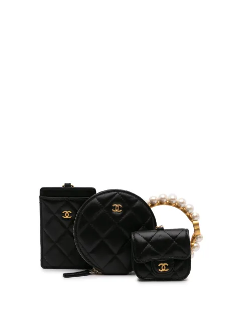CHANEL Pre-Owned 2021 Lambskin Pearl Crown CC Wristlet Multi Pouches clutch bag