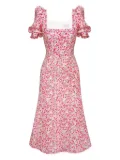 POST MERIDIEM godet-silhouette square-neck midi dress - Red