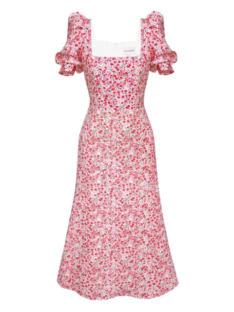 POST MERIDIEM vestido midi con cuello cuadrado