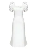 POST MERIDIEM godet-silhouette square-neck midi dress - White
