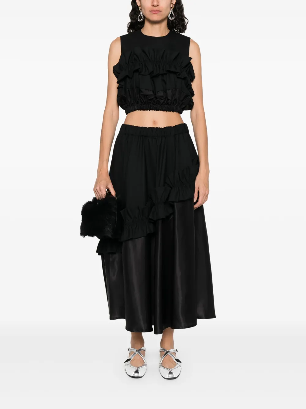 Noir Kei Ninomiya Rok met ruches - Zwart