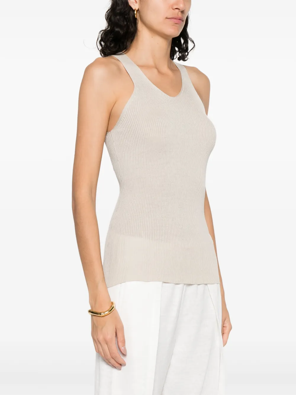 Giorgio Armani Geribbelde tanktop Beige