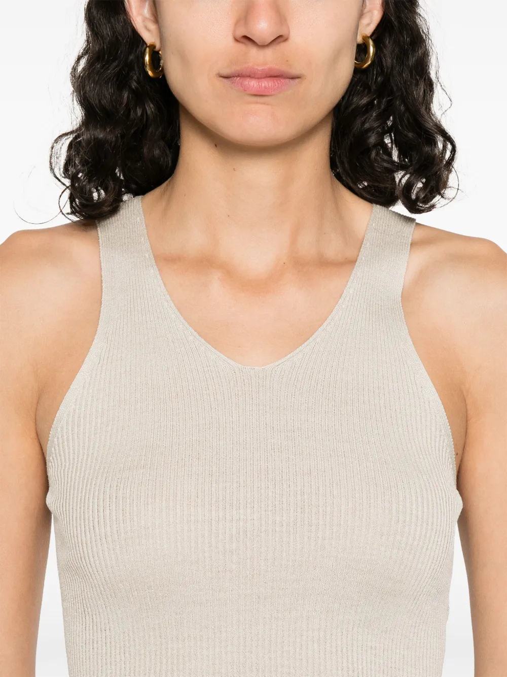 Giorgio Armani Geribbelde tanktop Beige