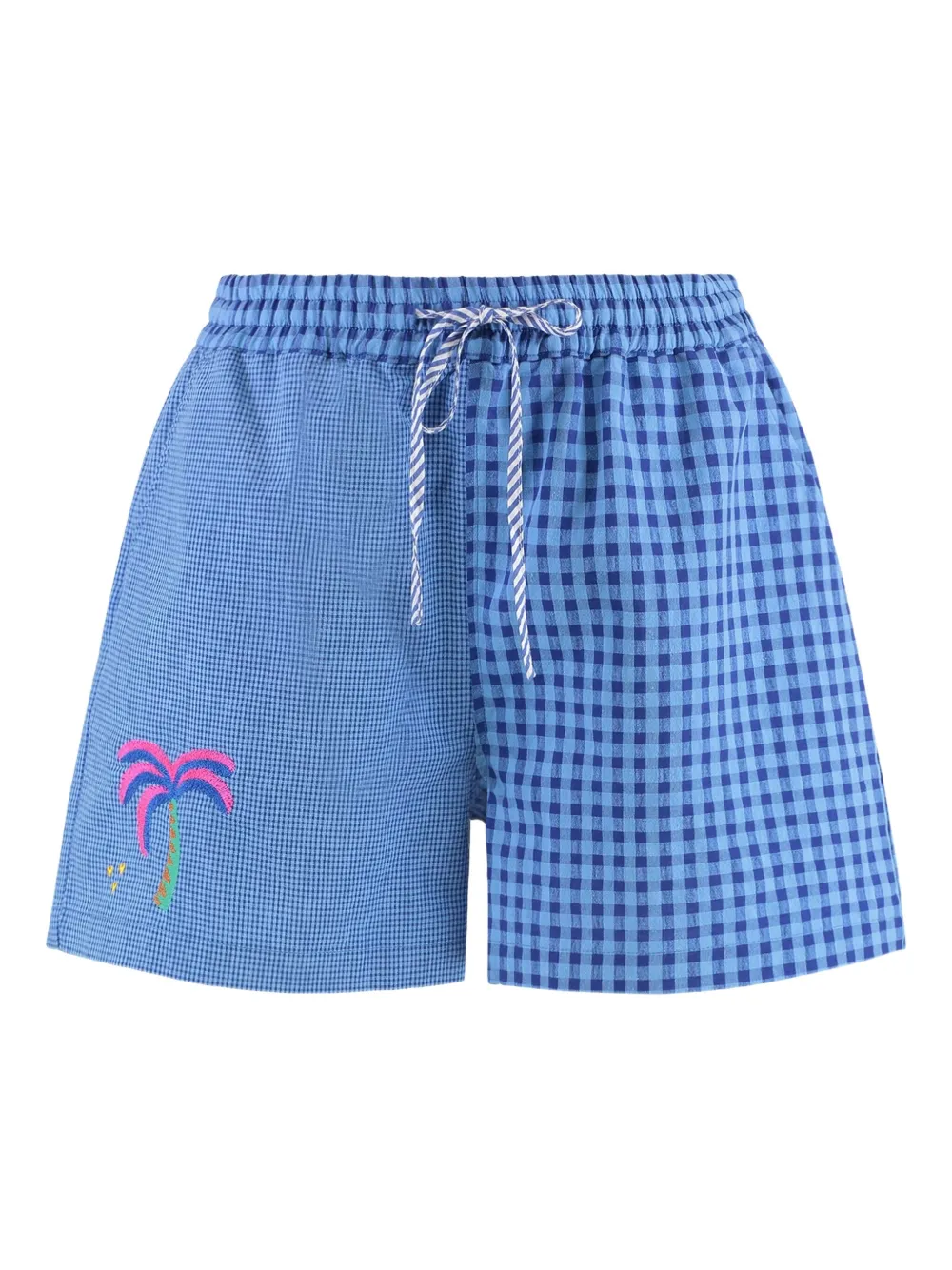 checked embroidered-motif shorts