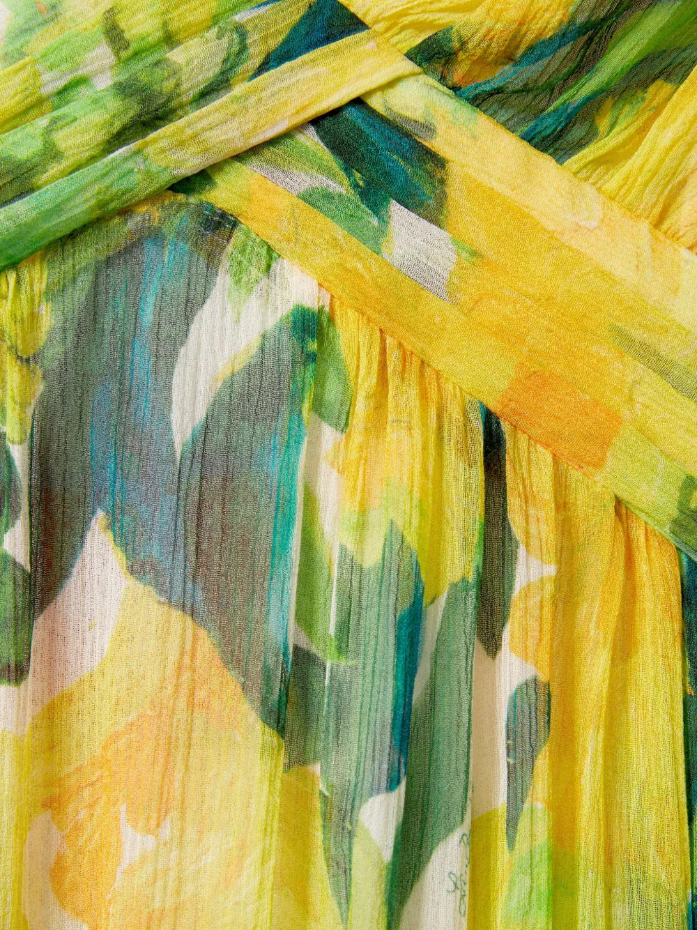 La DoubleJ Jurk met bloemenprint ruches en V-hals Geel