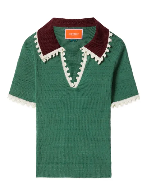 La DoubleJ scallop-trimmed polo shirt