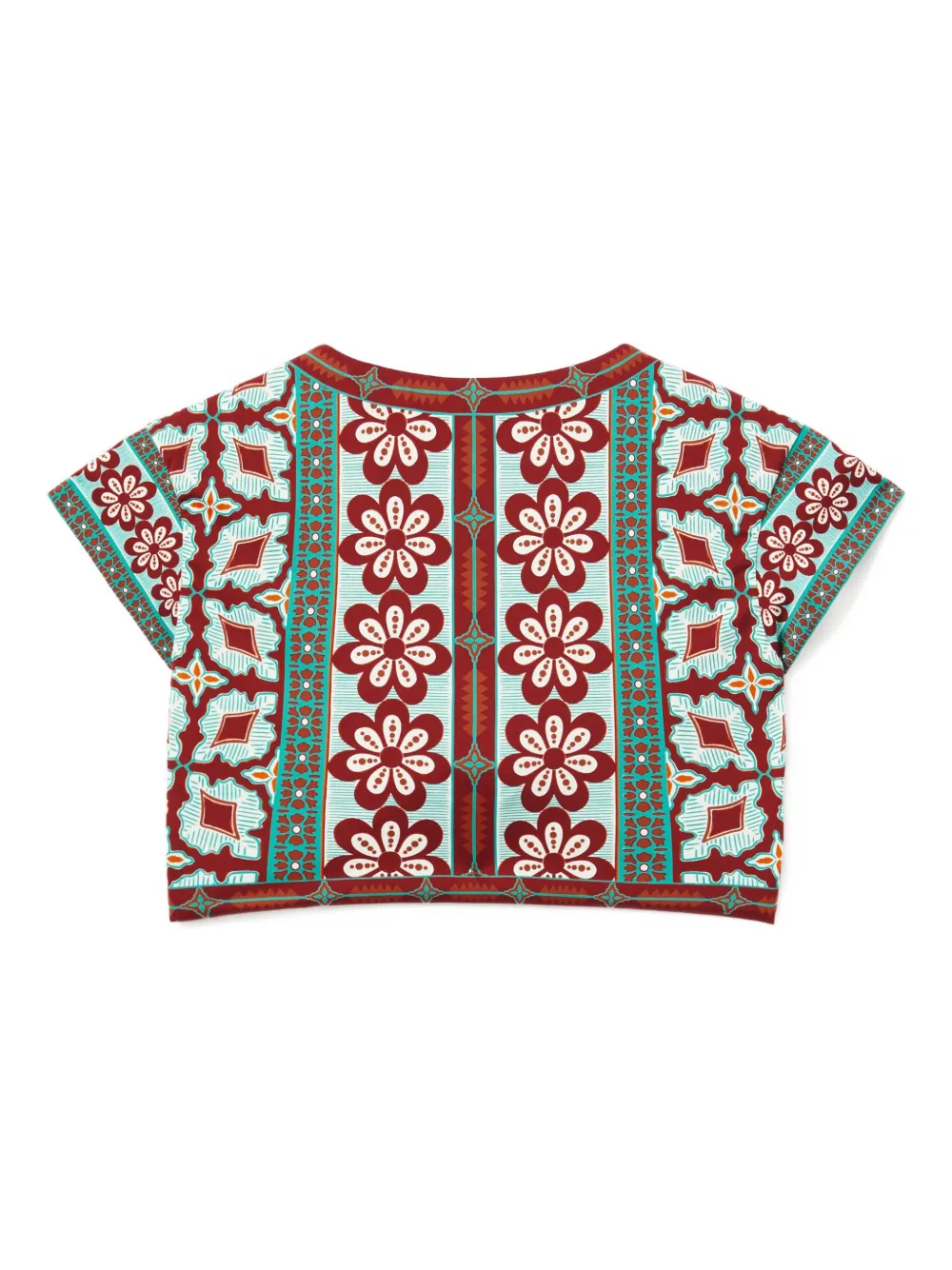 La DoubleJ Bardot floral-print tie-front top Groen