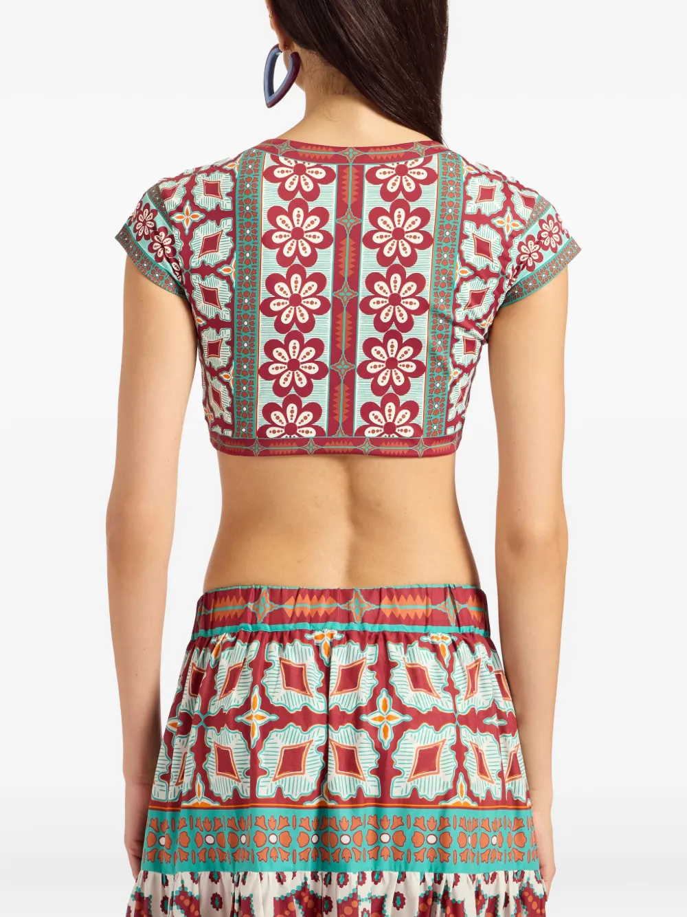 La DoubleJ Bardot floral-print tie-front top Groen