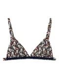 La DoubleJ geometric-print triangle bikini top - White