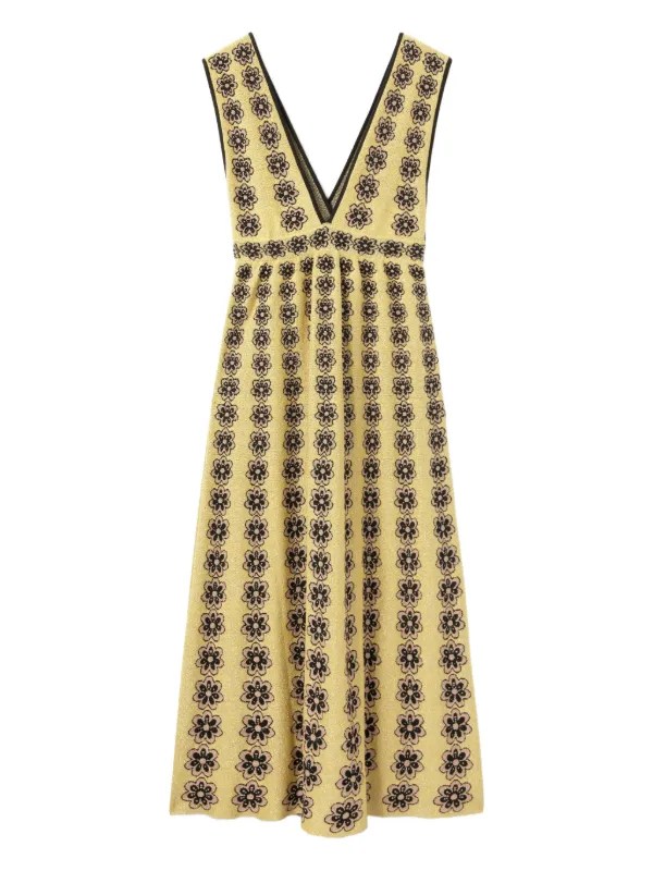 aliexpress embroidered dress Embroidered Yellow Midi Dress – Svarini ™ main image 0
