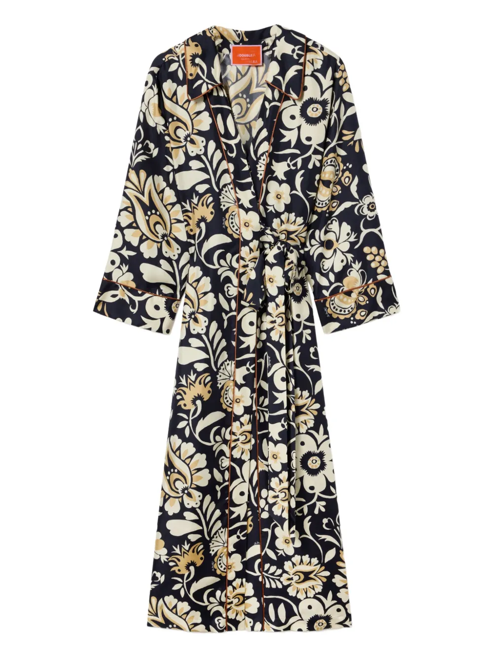 La DoubleJ Midnight floral-print wrap dress Blauw