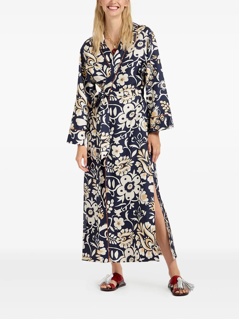La DoubleJ Midnight wikkeljurk met bloemenprint Blauw
