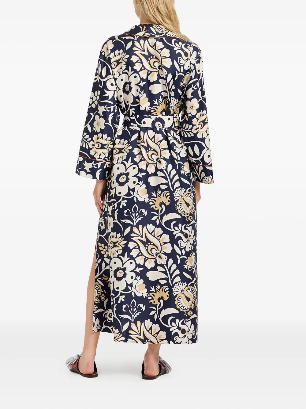 La DoubleJ Midnight wikkeljurk met bloemenprint Blauw