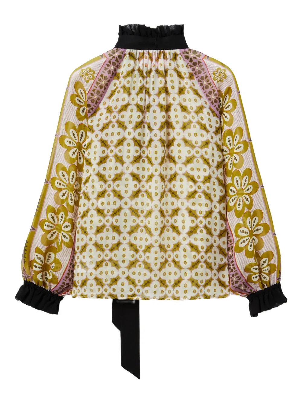 La DoubleJ Cerere blouse met ruches en hoge hals Beige
