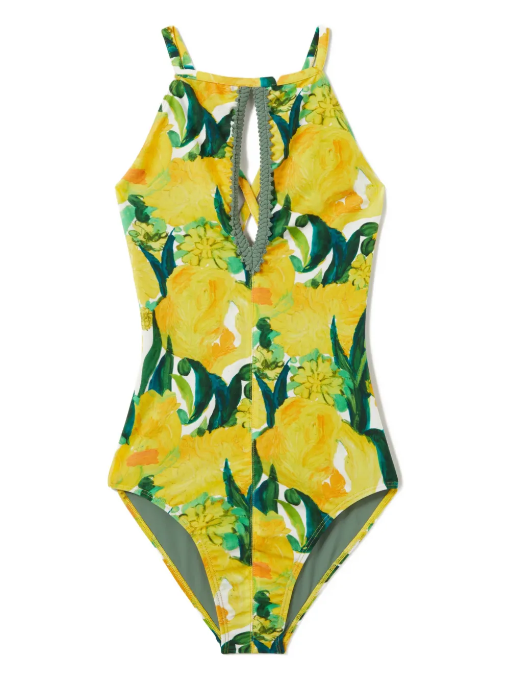 La Doublej Floral-print Halter Swimsuit