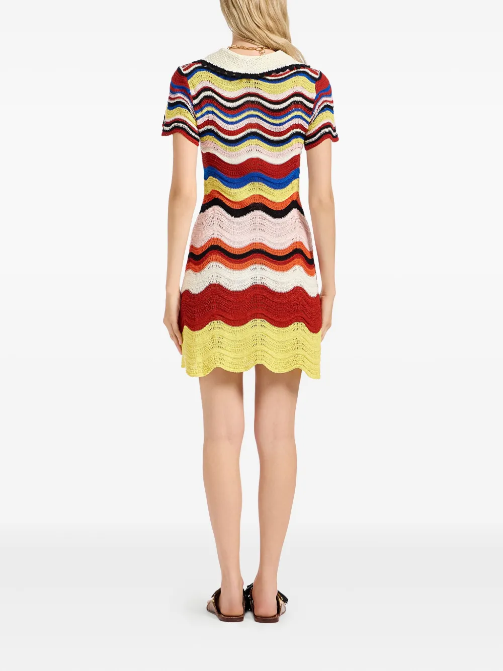 La DoubleJ chevron mini dress Roze