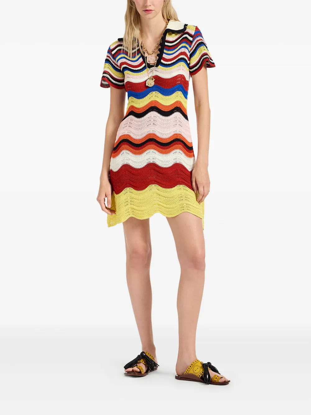 La DoubleJ chevron mini dress Roze