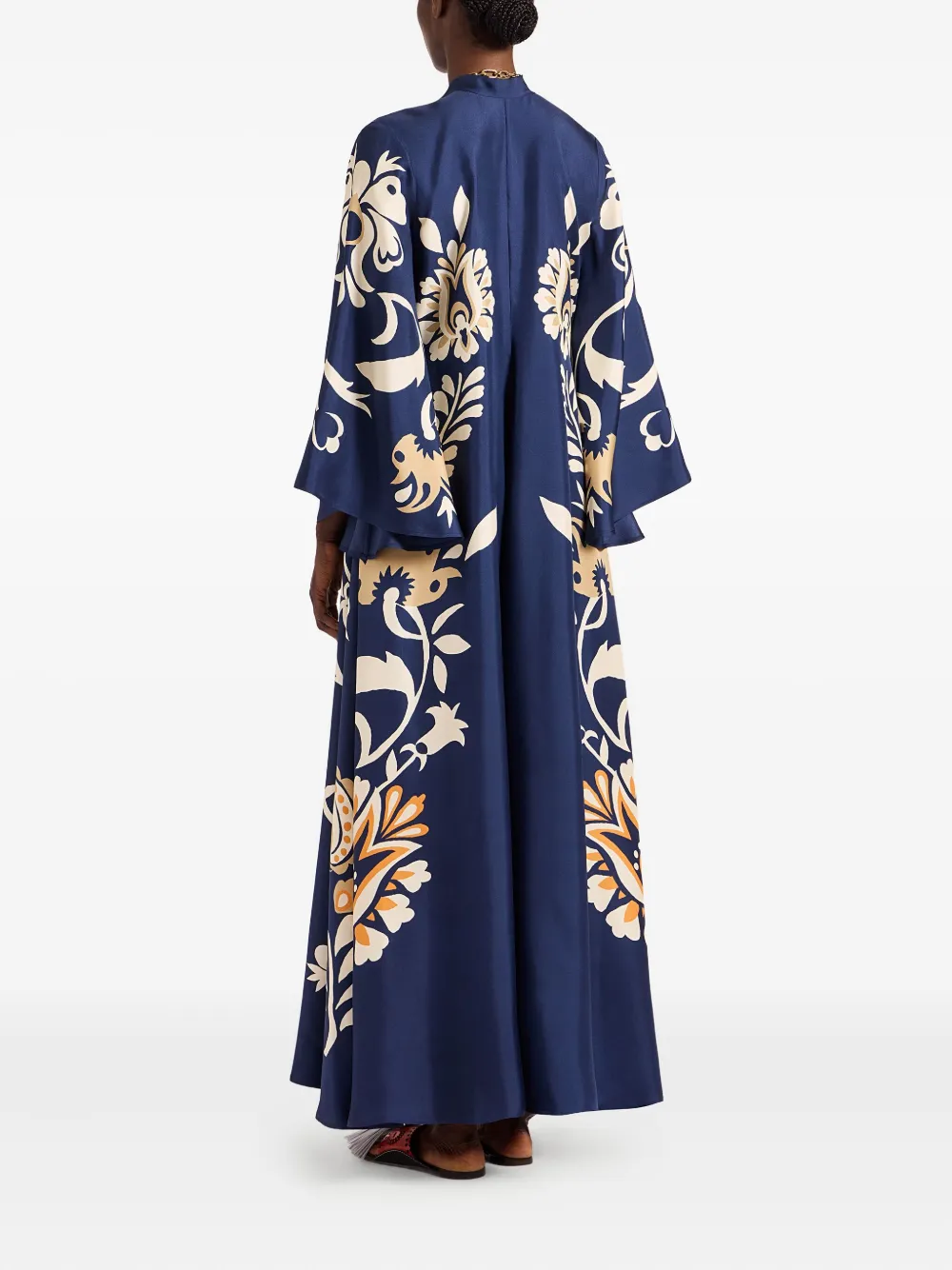 La DoubleJ floral-print bell-sleeve maxi dress Blauw