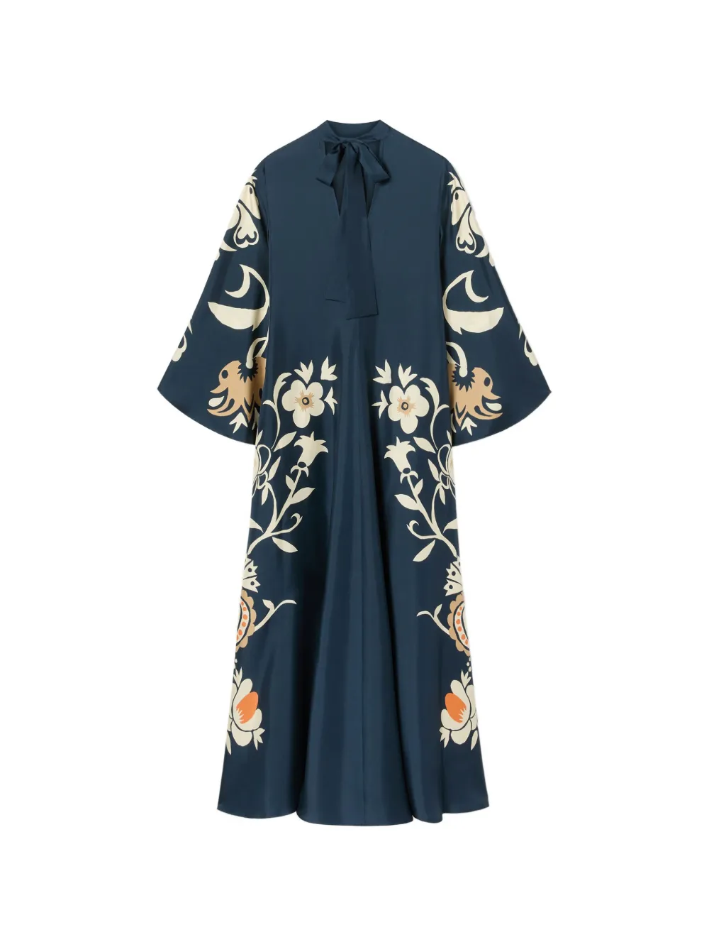 La DoubleJ Maxi-jurk met bloemenprint en klokmouwen Blauw