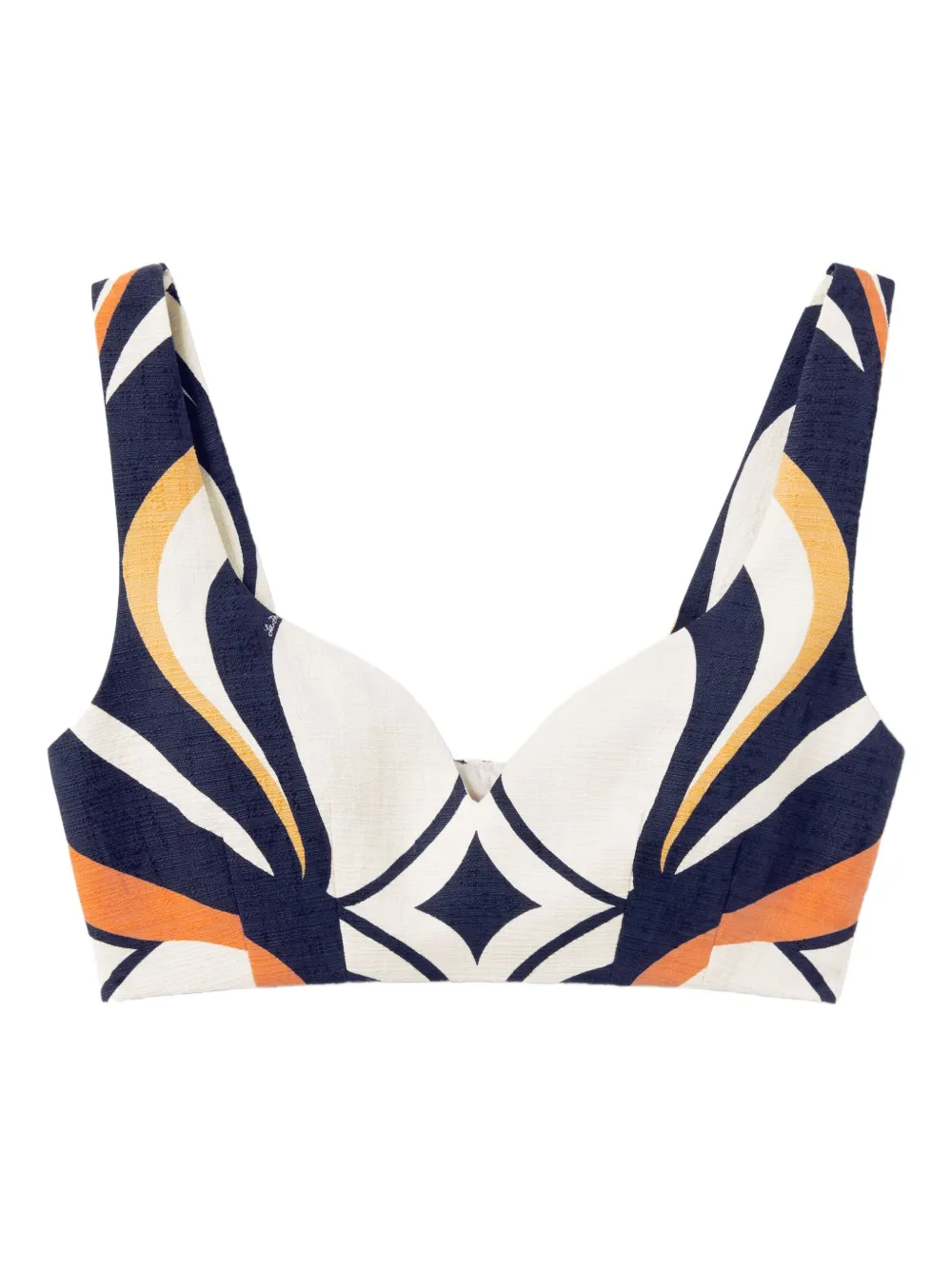 La DoubleJ Top met abstracte print en sweetheart hals Blauw