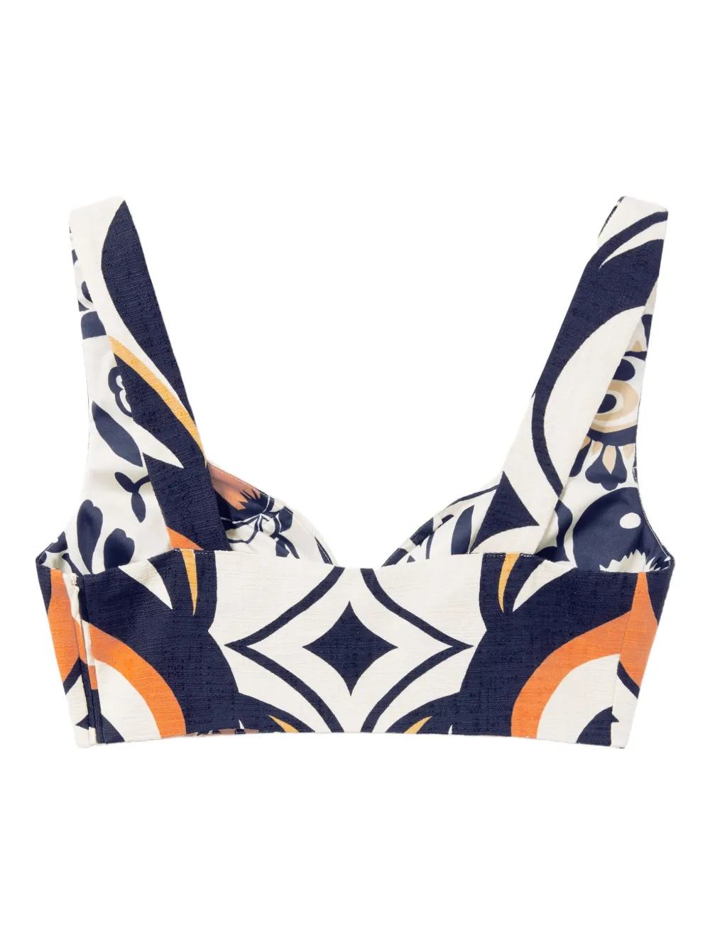La DoubleJ Top met abstracte print en sweetheart hals Blauw