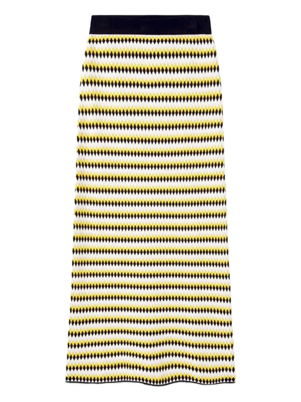La DoubleJ Striped Midi Skirt in Yellow