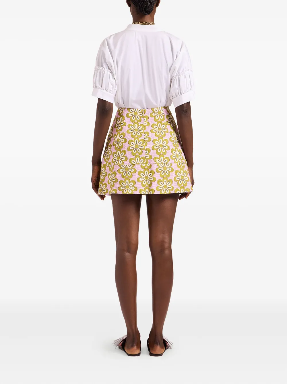 La DoubleJ floral-print cotton-blend skirt Roze