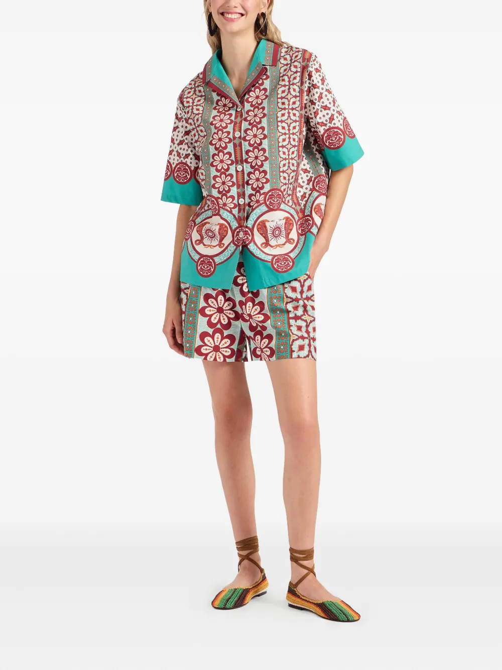 La DoubleJ floral-print shorts Groen