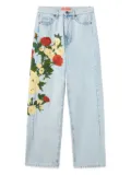 La DoubleJ The Barrel embroidered-floral jeans - Blue