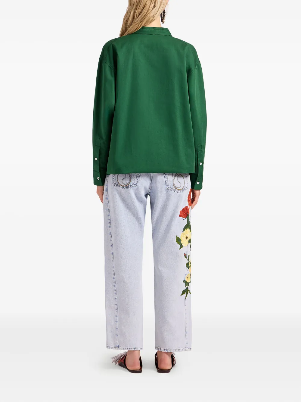 La DoubleJ The Barrel embroidered-floral jeans Blauw