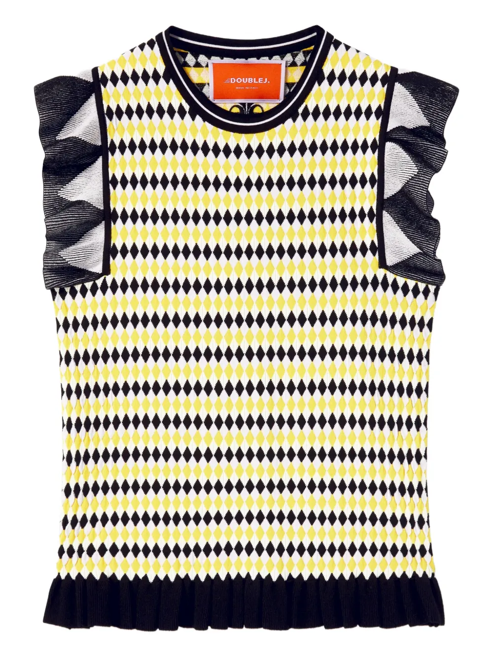 Checkers ruffled short-sleeve top