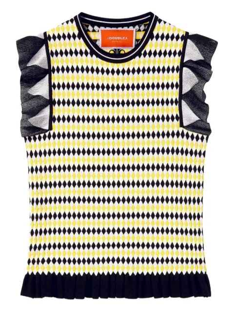 La DoubleJ Checkers ruffled short-sleeve top