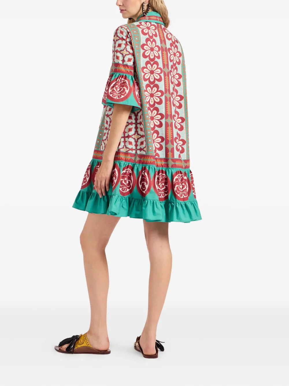 La DoubleJ Choux floral-print ruffled mini dress Groen