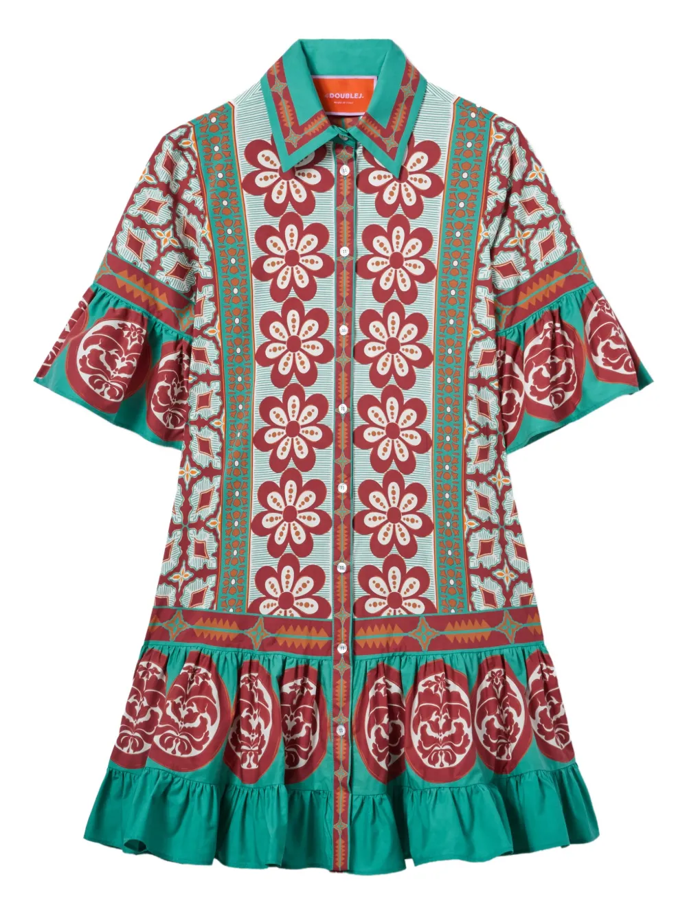La DoubleJ Choux floral-print ruffled mini dress Groen