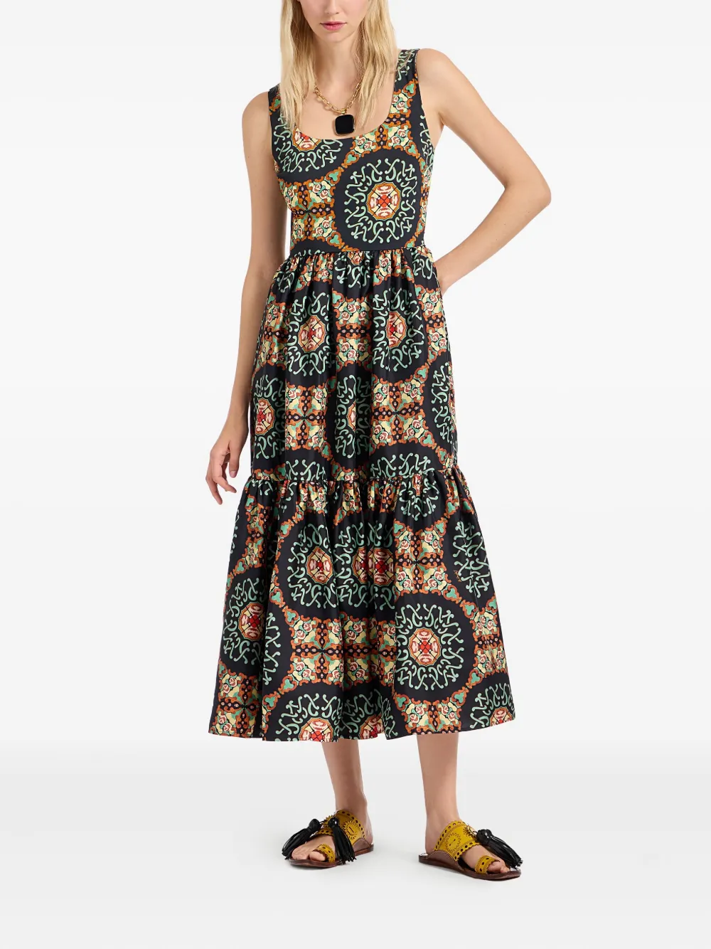 La DoubleJ Capri silk-blend midi dress Zwart