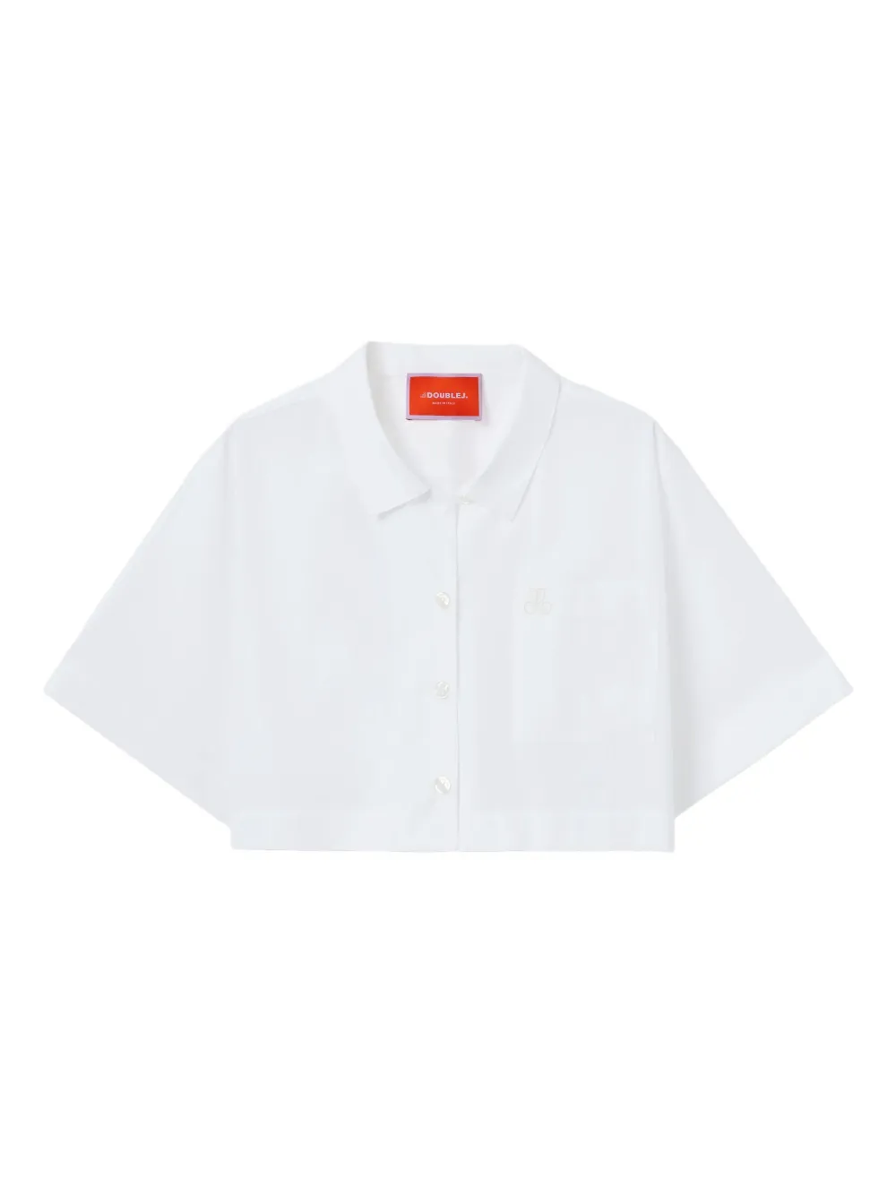 La DoubleJ embroidered-pocket cropped shirt Wit