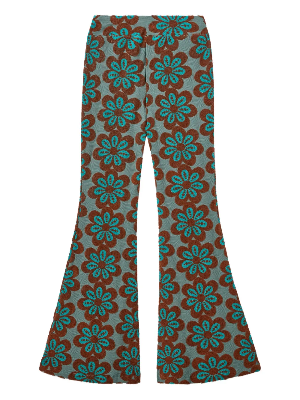 La DoubleJ New Meditation flower-print flared trousers Groen