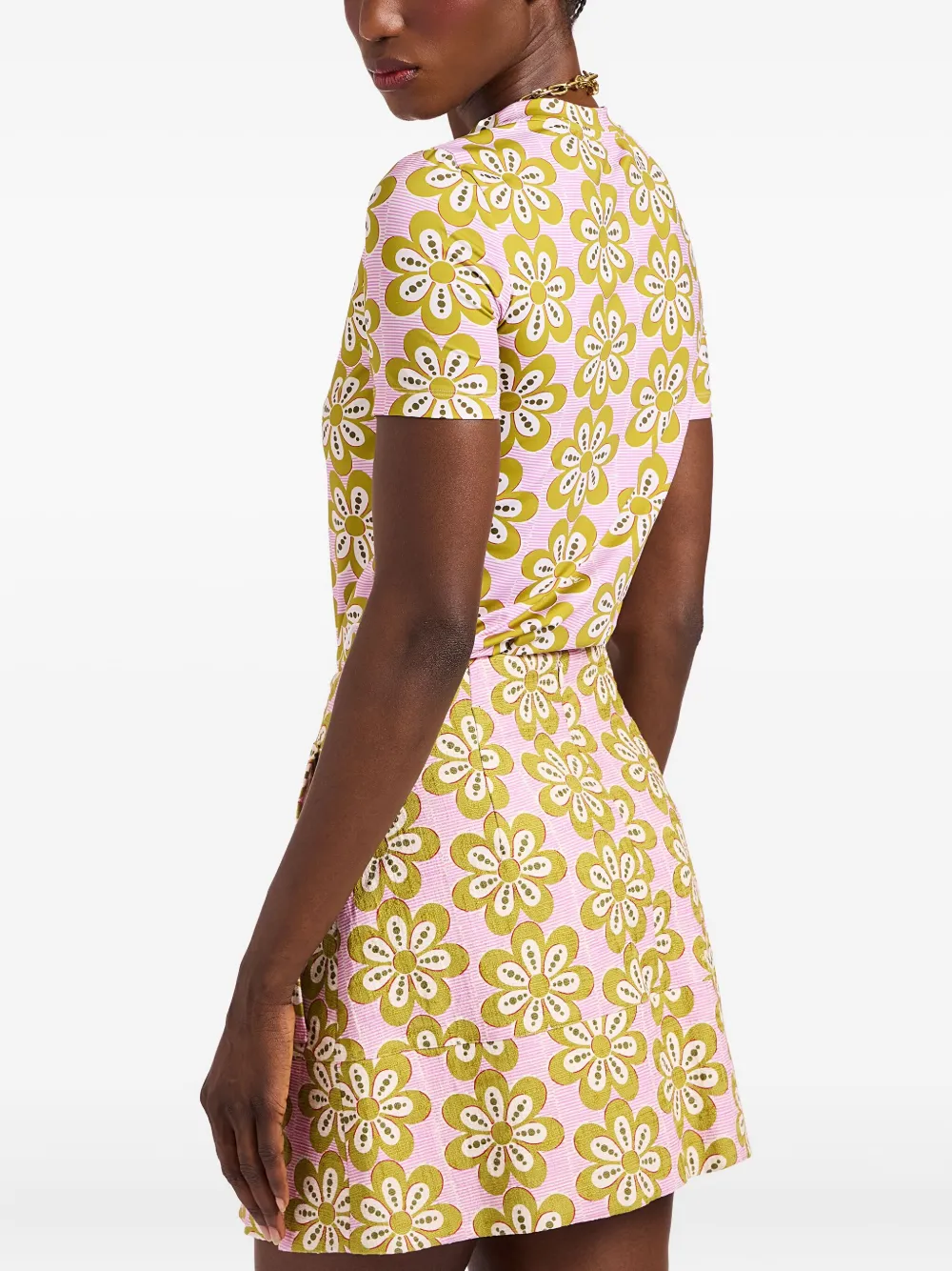 La DoubleJ flower-print short-sleeve T-shirt Roze