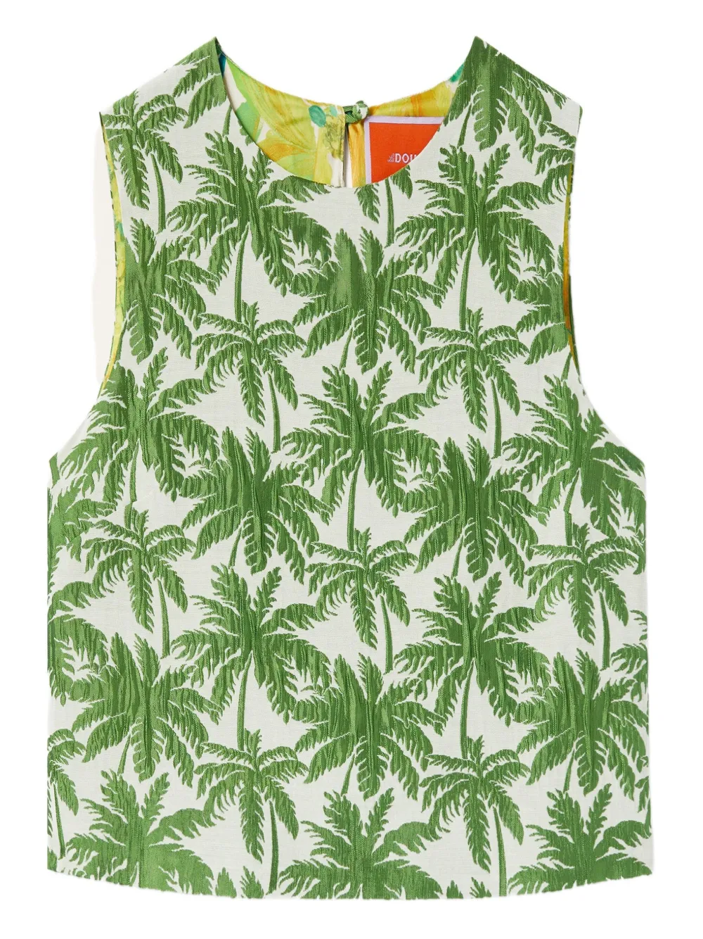 La Doublej Aria Palm-print Cropped Top