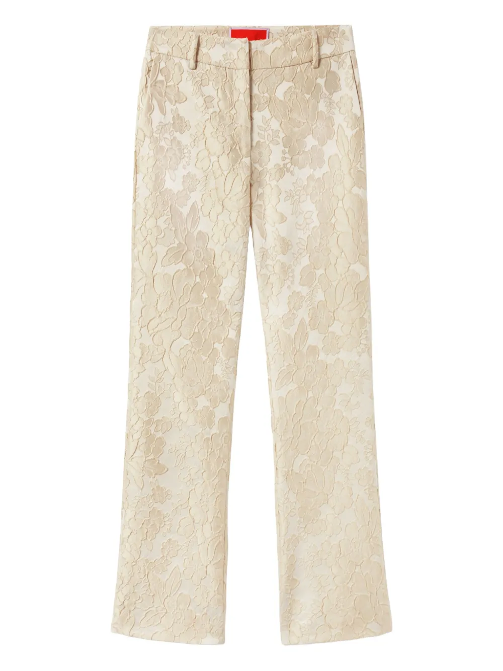 floral-jacquard trousers